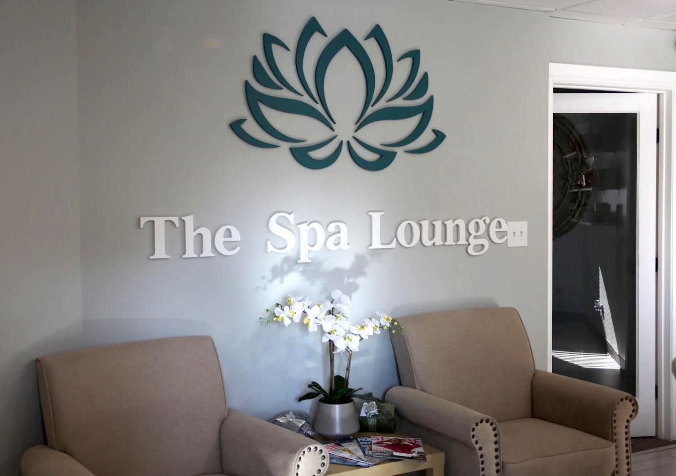 Clean, professional medical spa treatment room with neutral tones at The Spa Lounge in Draper